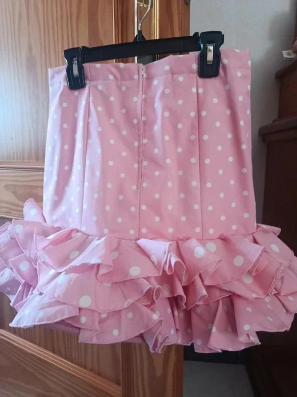 Roze flamenco-/gypsyrok met stippen + bijpassende tas - maat 12 jaar – photo 2